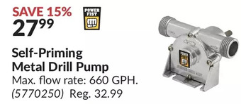 Princess Auto Self-priming metal drill pump offer