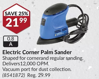 Princess Auto Electric corner palm sander offer