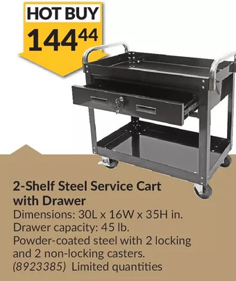 Princess Auto 2-shelf steel service cart with drawer offer