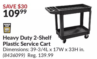 Princess Auto Heavy duty 2-shelf plastic service cart offer