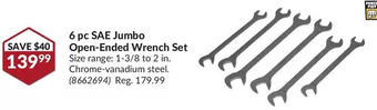 Princess Auto 6 pc sae jumbo open-ended wrench set offer