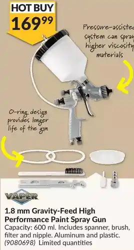 Princess Auto Vaper 1.8 mm gravity-feed high performance paint spray gun offer