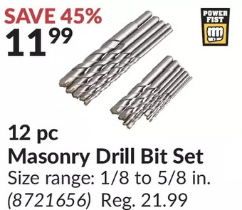 Princess Auto 12 pc masonry drill bit set offer