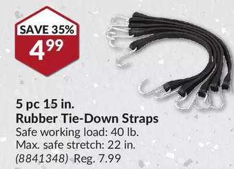 Princess Auto 5 pc 15 in. rubber tie-down straps offer