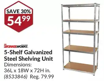 Princess Auto Storage works 5-shelf galvanized steel shelving unit offer