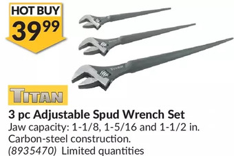 Princess Auto Titan 3 pc adjustable spud wrench set offer