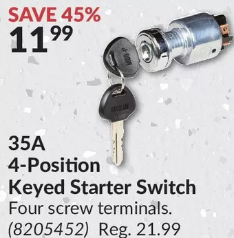 Princess Auto 35a 4-position keyed starter switch offer