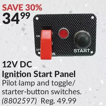 Princess Auto 12v dc ignition start panel offer