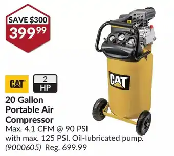 Princess Auto Cat 20 gallon portable air compressor offer