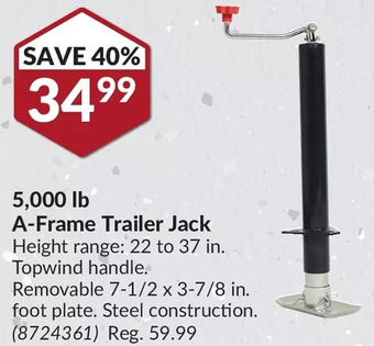 Princess Auto 5,000 lb a-frame trailer jack offer