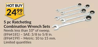 Princess Auto Titan 5 pc ratcheting combination wrench sets offer