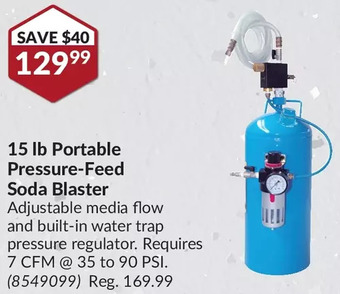 Princess Auto Portable pressure-feed soda blaster offer