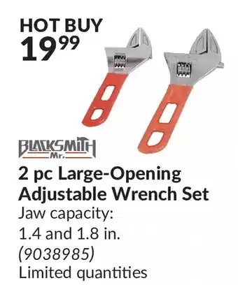 Princess Auto Mr. blacksmith 2 pc large-opening adjustable wrench set offer