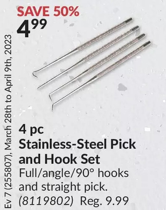 Princess Auto 4 pc stainless-steel pick and hook set offer