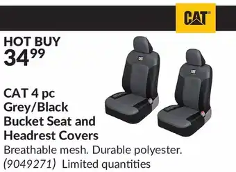 Princess Auto Cat 4 pc grey/black bucket seat and headrest covers offer