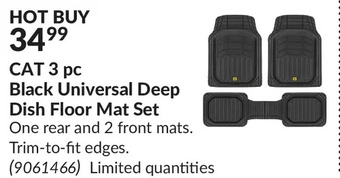 Princess Auto Cat 3 pc black universal deep dish floor mat set offer