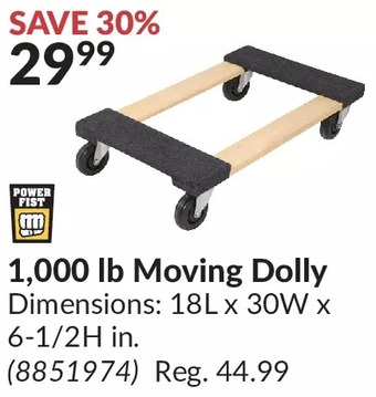 Princess Auto 1,000 lb moving dolly offer