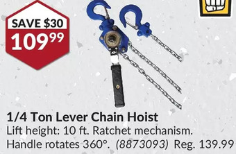 Princess Auto 1/4 ton lever chain hoist offer