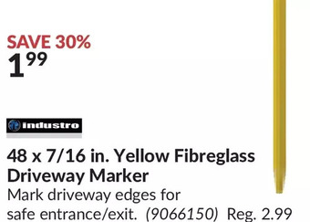 Princess Auto Industro 48 x 7/16 in. yellow fibreglass driveway marker offer