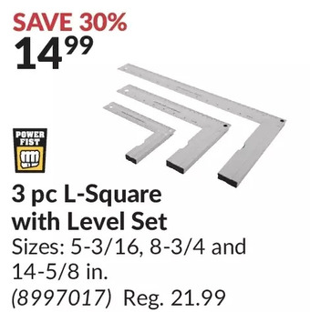 Princess Auto 3 pc l-square with level set offer