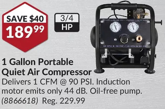 Princess Auto 1 gallon portable quiet air compressor offer
