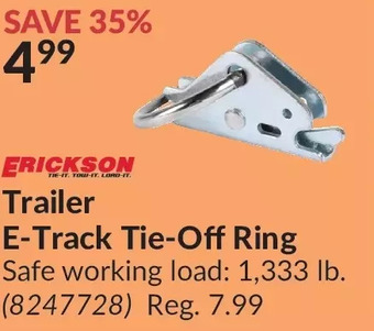 Princess Auto Erickson trailer e-track tie-off ring offer