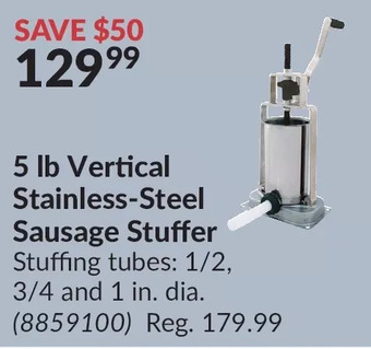 Princess Auto 5 lb vertical stainless-steel sausage stuffer offer