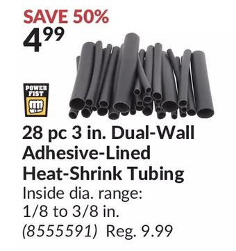 Princess Auto 28 pc 3 in. dual-wall adhesive-lined heat-shrink tubing offer