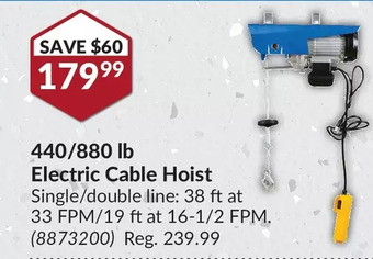 Princess Auto 440/880 lb electric cable hoist offer