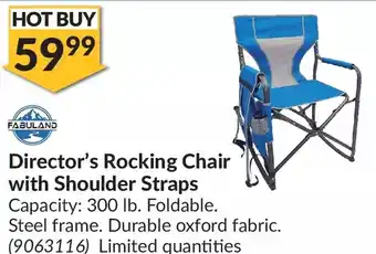 Princess Auto Director's rocking chair with shoulder straps offer