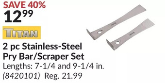 Princess Auto Titan 2 pc stainless-steel pry bar/scraper set offer