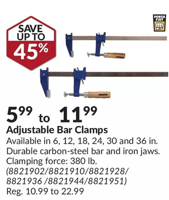 Princess Auto Adjustable bar clamps offer
