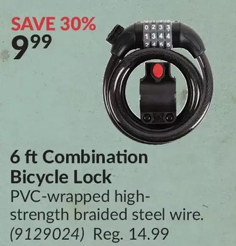 Princess Auto 6 ft combination bicycle lock offer