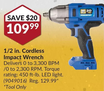Princess Auto 1/2 in. cordless impact wrench offer