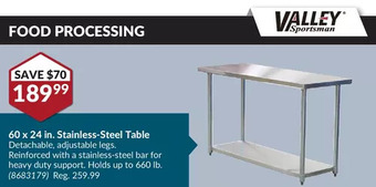 Princess Auto 60 x 24 in. stainless-steel table offer