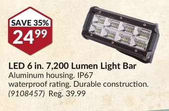 Princess Auto Led 6 in. 7,200 lumen light bar offer