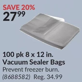 Princess Auto 100 pk 8 x 12 in. vacuum sealer bags offer