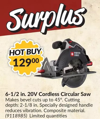 Princess Auto 6-1/2 in. 20v cordless circular saw offer