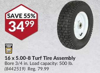 Princess Auto 16 x 5.00-8 turf tire assembly offer
