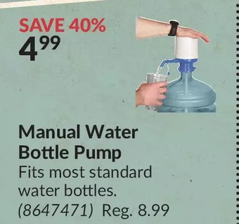 Princess Auto Manual water bottle pump offer
