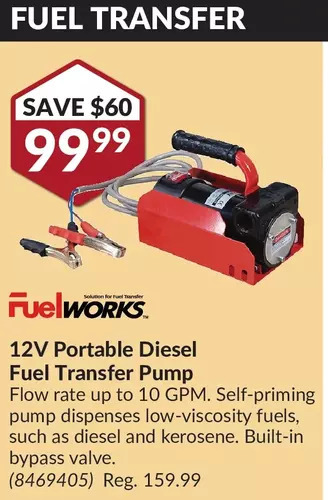 Princess Auto 12v portable diesel fuel transfer pump offer