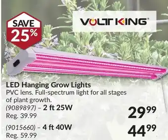 Princess Auto Volt king led hanging grow lights offer