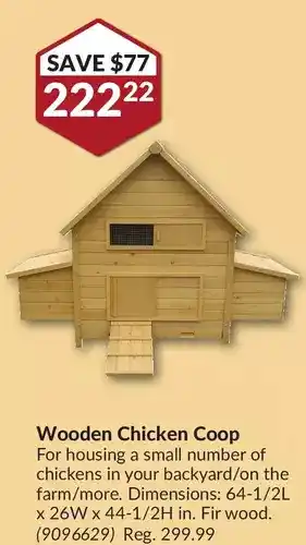 Princess Auto Wooden chicken coop offer