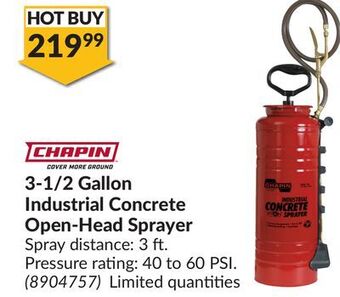 Princess Auto 3-1/2 gallon industrial concrete open-head sprayer offer