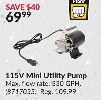 Princess Auto 115v mini utility pump offer