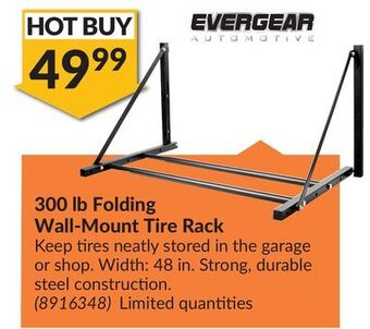 Princess Auto 300 lb folding wall-mount tire rack offer
