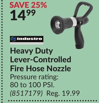 Princess Auto Heavy duty lever-controlled fire hose offer