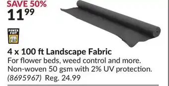 Princess Auto 4 x 100 ft landscape fabric offer