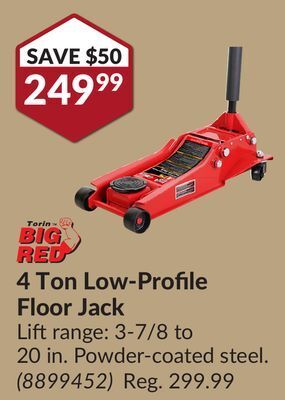 Princess Auto 4 ton low-profile floor jack lift range offer
