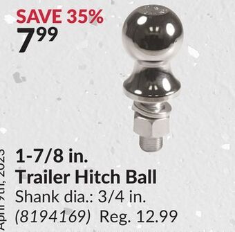 Princess Auto 1-7/8 in. trailer hitch ball shank offer